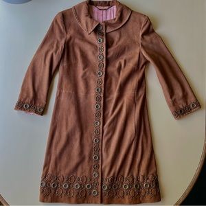Elie Tahari Brown Suede Beaded Jacket